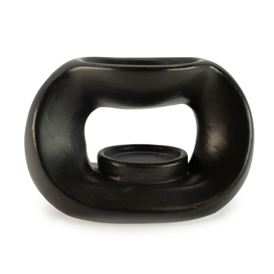 Ceramic Zen Oil Burner - Oval Pebble - Matt Black