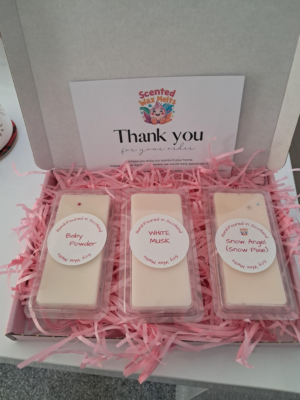 3 Assorted Highly Scented Eco Soy Wax Melts, Boxed