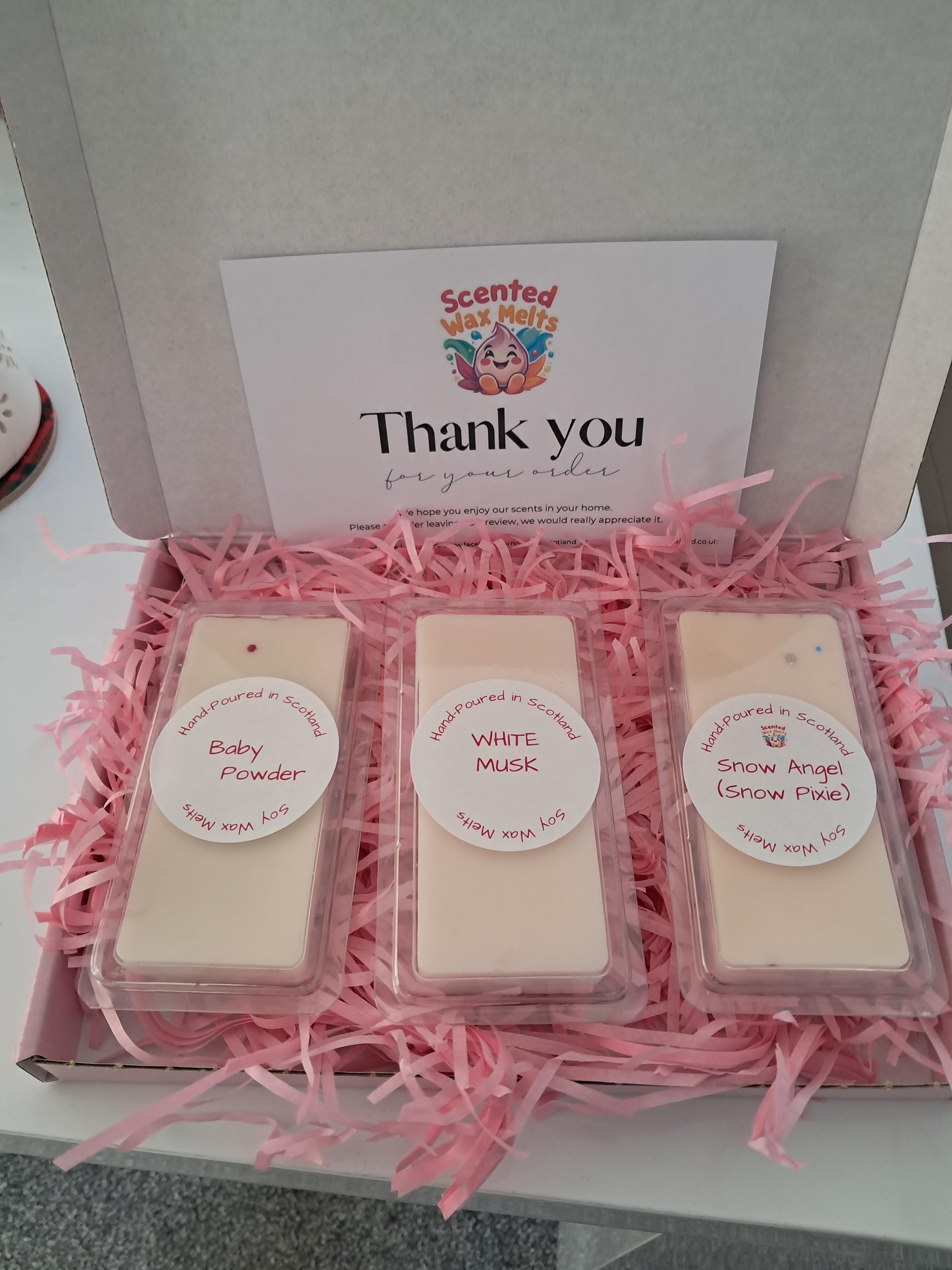 3 Assorted Highly Scented Eco Soy Wax Melts, Boxed