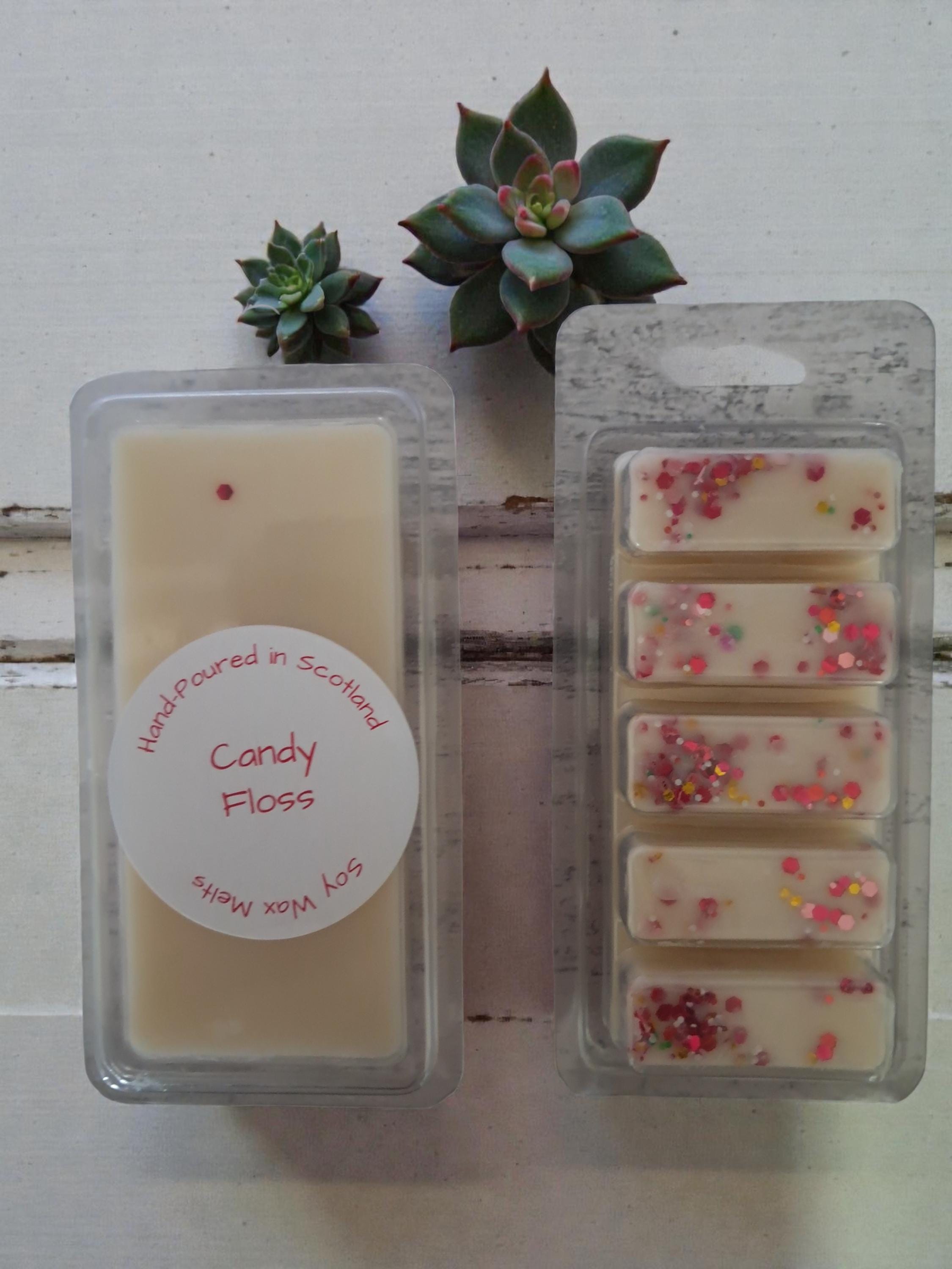Candy Floss Scented Soy Wax Melts, Vegan Home Fragrance 5 Bar Clamshel