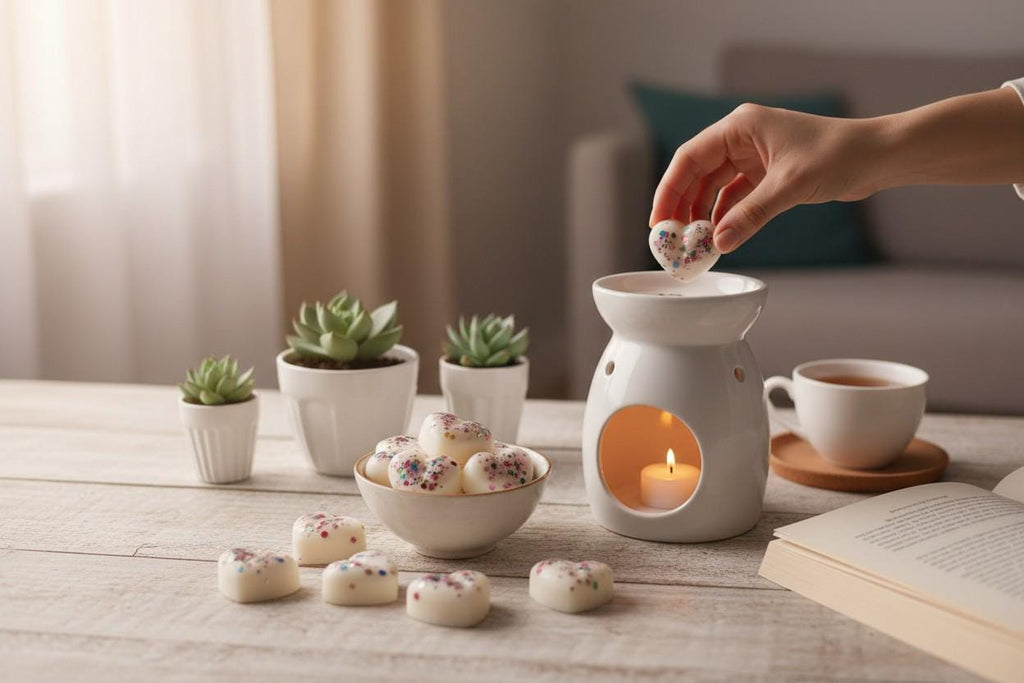 10 x Baby Powder-Heart Shaped- Highly Scented Wax Melts with Free Bag