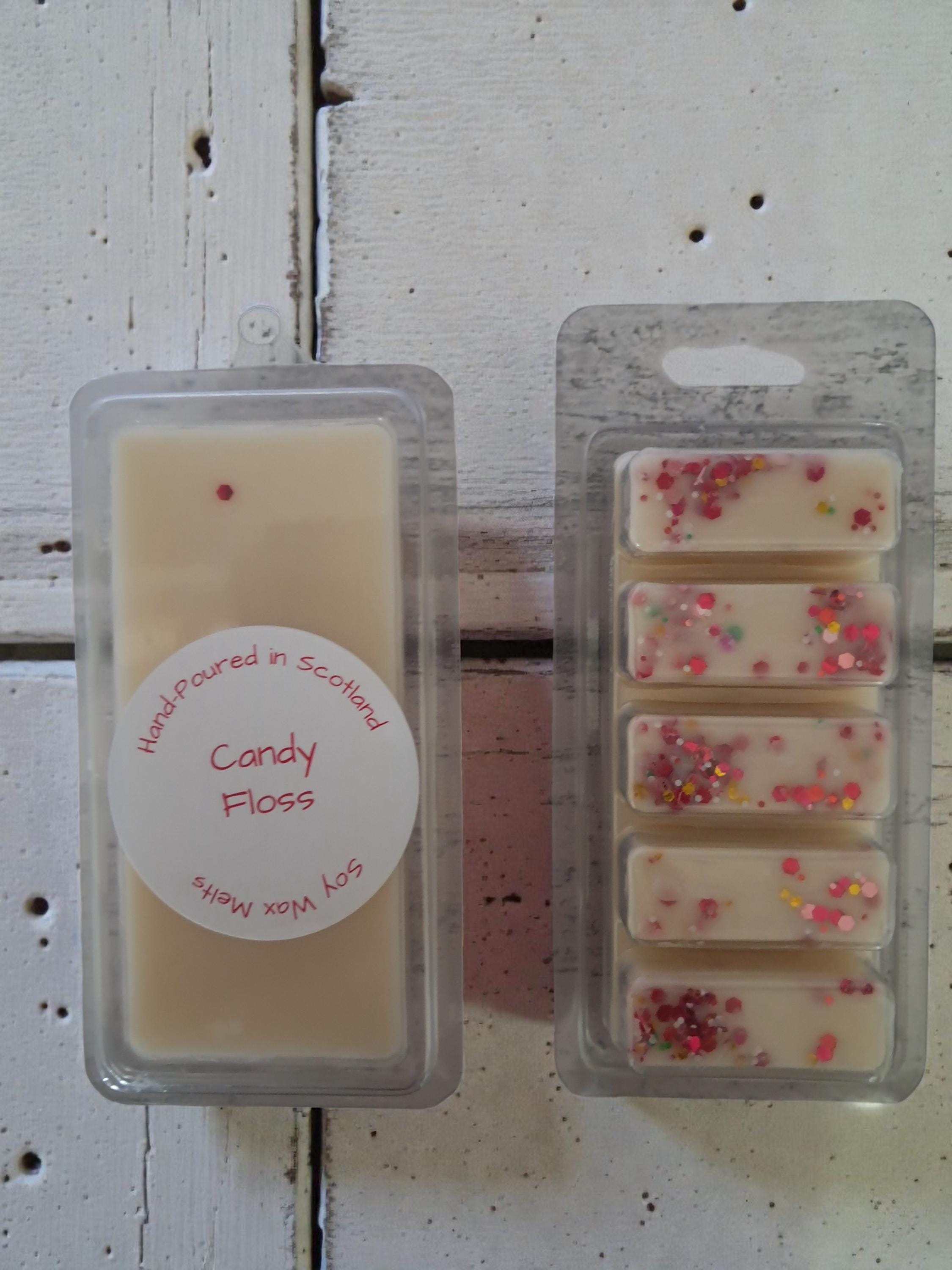 Candy Floss Scented Soy Wax Melts, Vegan Home Fragrance 5 Bar Clamshel