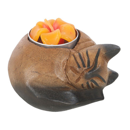 Curled Cat Tealight Holder