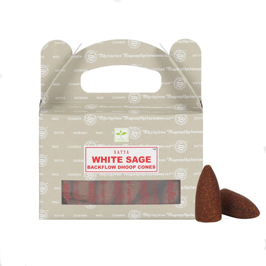 Set of 6 White Sage Backflow Dhoop Cones by Satya (6/30)