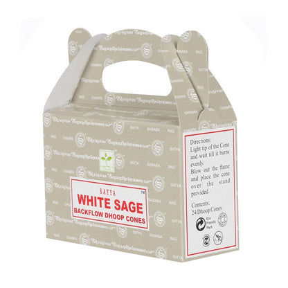 Set of 6 White Sage Backflow Dhoop Cones by Satya (6/30)