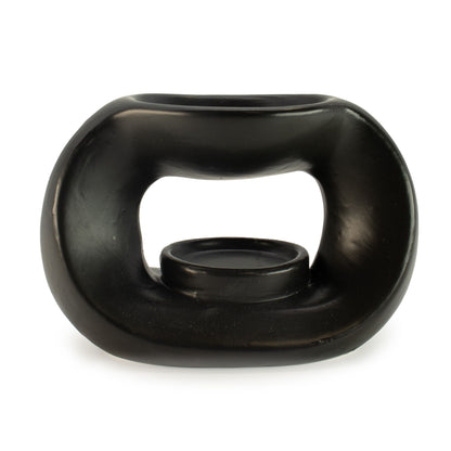 Ceramic Zen Oil Burner - Oval Pebble  - Matt Black