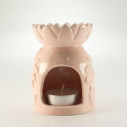 Ceramic Sunflower Oil Burner - Pastel Pink