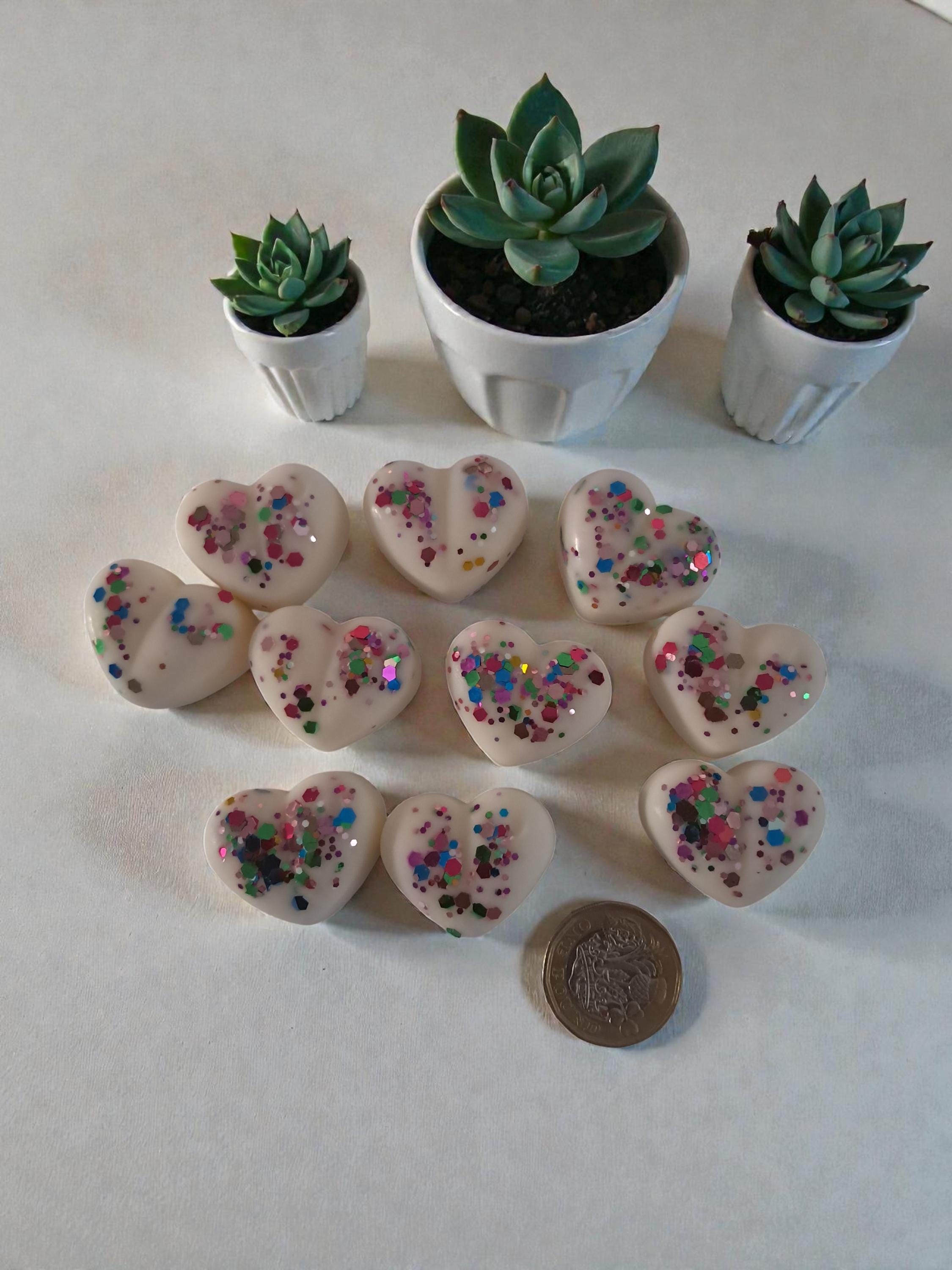 10 x Baby Powder-Heart Shaped- Highly Scented Wax Melts with Free Bag