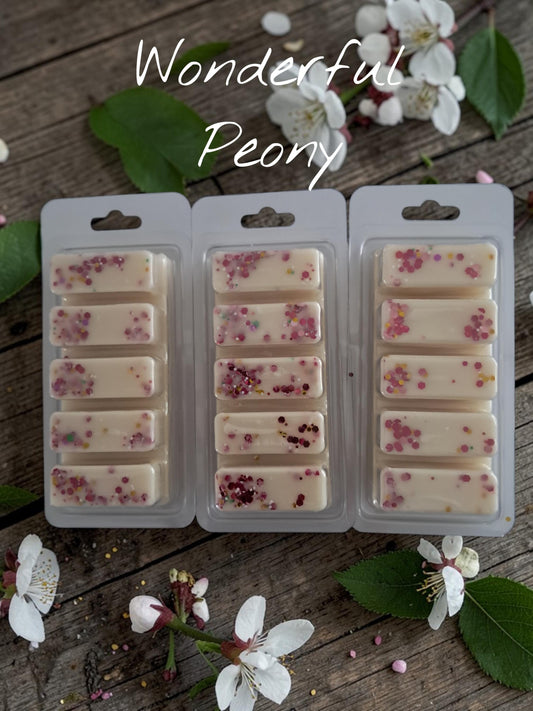 Hand-Poured Peony Scented Soy Wax Melts, Long Lasting Fragrance